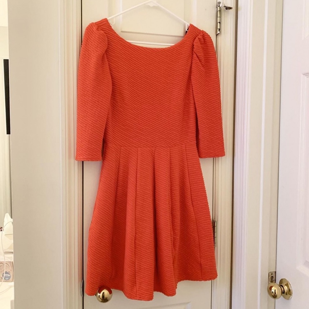 Orange thick material midi dress